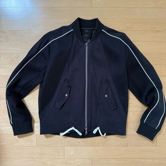 Comme Ca Ism Contemporary Mesh Mixed Media Details Bomber Jacket in Black M - Picture 11 of 14